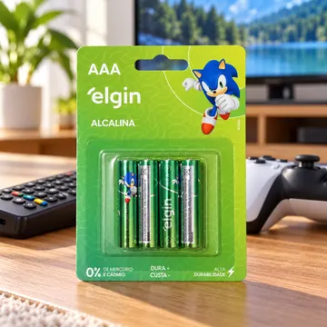 Pilha Alcalina AAA Elgin Sonic LR03 1,5V com 4 Unidades