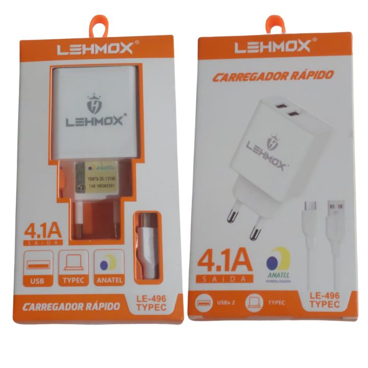 Carregador Rápido Lehmox  LE-496 TYPE C